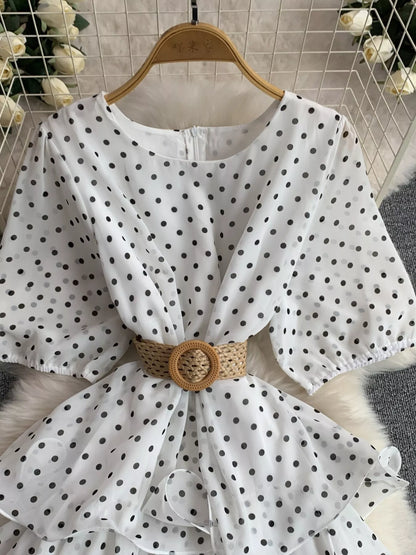 Polka Dot Ruffled Tiered Dress