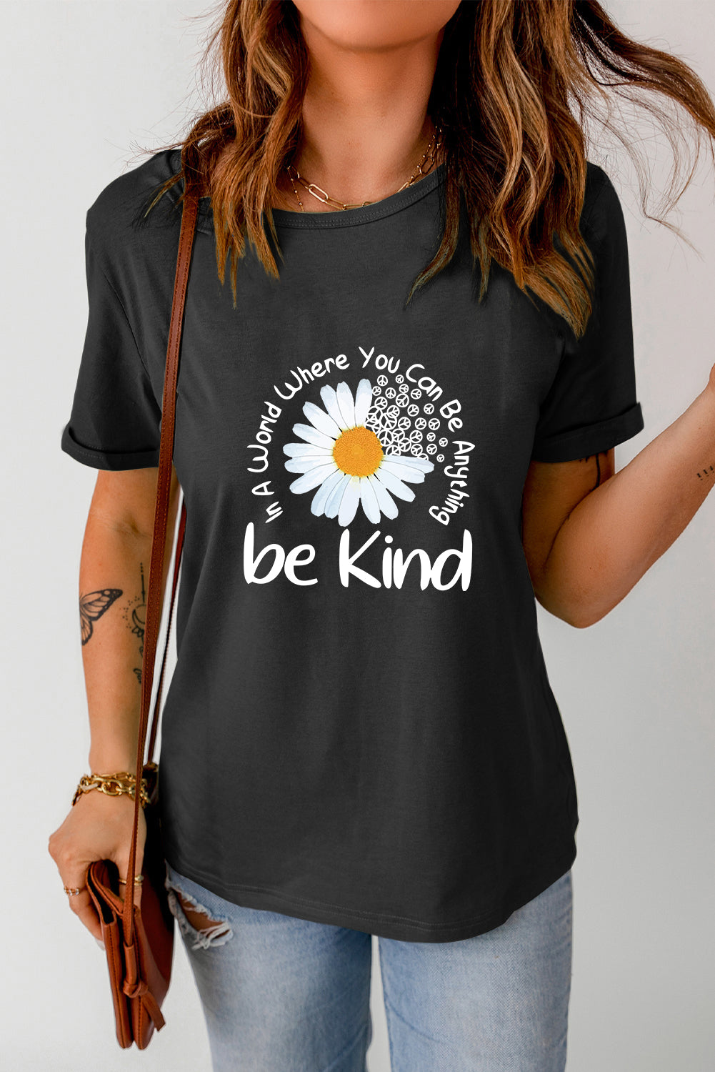 Graphic Round Neck Short Sleeve T-Shirt - Lojy Shop