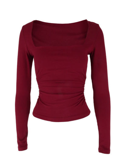 Square Neck Slim Fit Long Sleeve T-Shirt