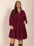 Plus Size Button Front Balloon Sleeve Dress