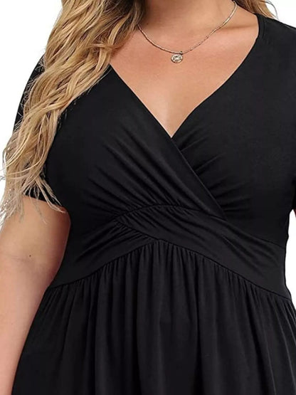 Plus Size Surplice Short Sleeve T-Shirt