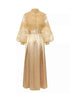 Lace Lantern Sleeve Belted Maxi Dress