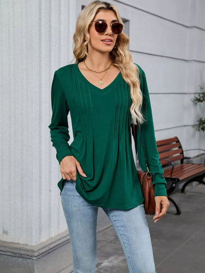 V-Neck Long Sleeve Relaxed Fit T-Shirt