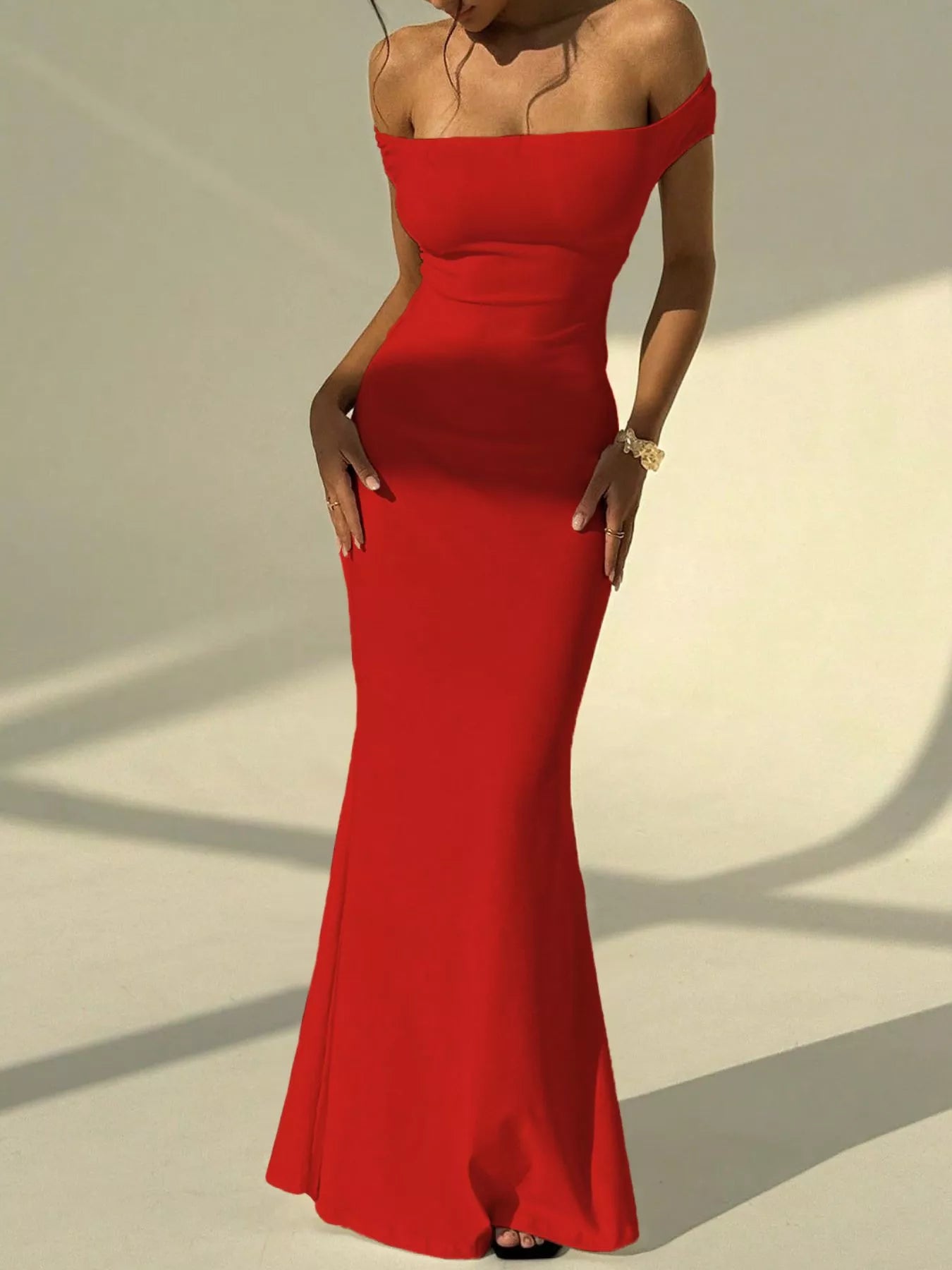 Backless Off-Shoulder Bodycon Mermaid Maxi Dress