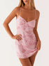 Beaded Floral Mini Dress