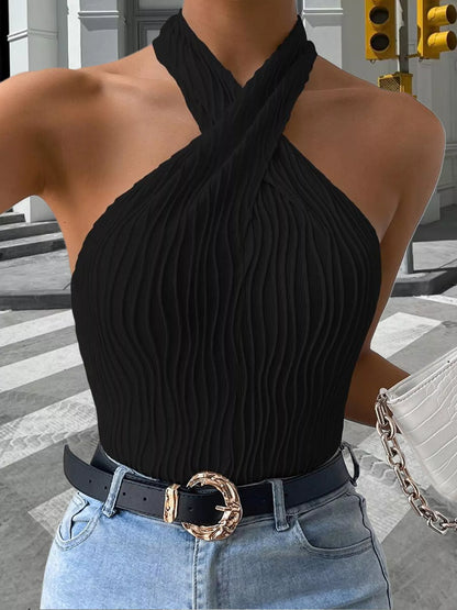 Textured Halter Neck Tank