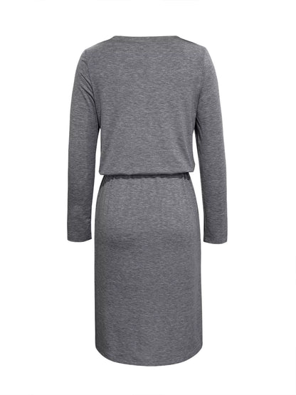 Long Sleeve Drawstring Midi Dress