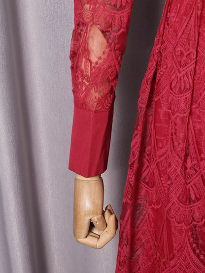 Lace Button Front Midi Dress