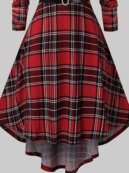 Fuzzy Trim Long Sleeve Christmas Dress