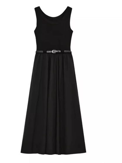 Round Neck Sleeveless Midi Dress