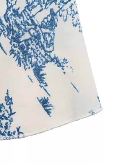 Floral Print Tie Front Ruffle Hem Cami