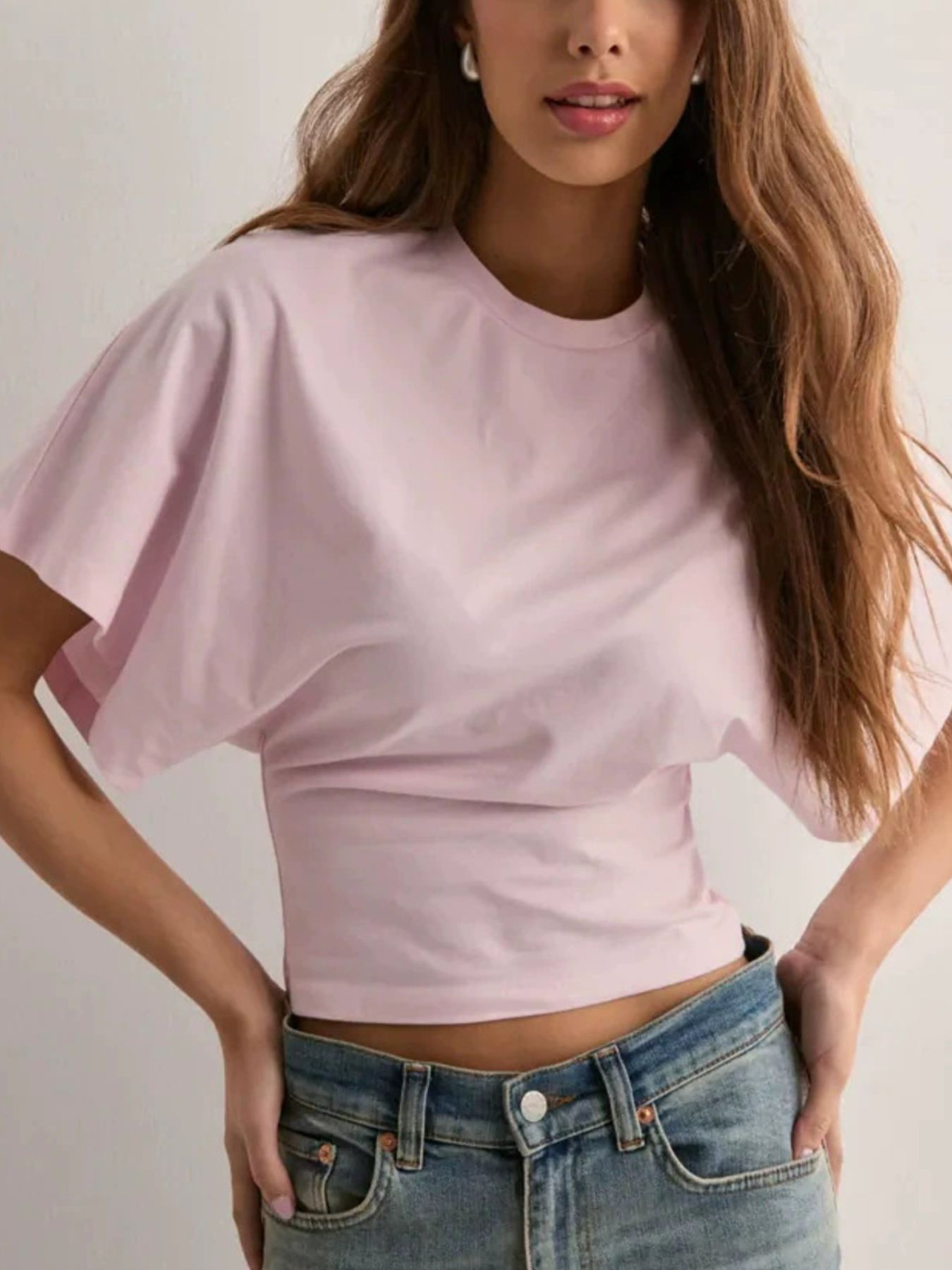 Batwing Sleeve Fitted Waist T-Shirt