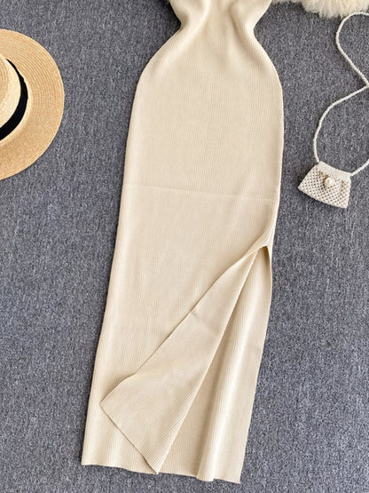 Knot Back Sleeveless Knit Bodycon Midi Dres