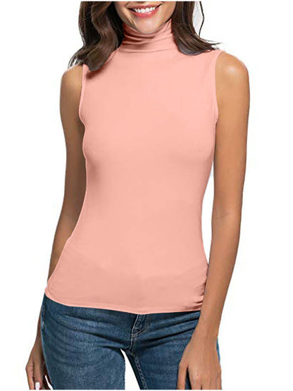 Sleeveless Turtleneck Slim Fit T-Shirt