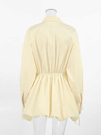 Button Front Bubble Hem Dress