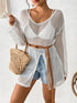 Openwork V-Neck Slit Cover-Up