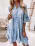 Ruffled Sleeve Button Front Mini Dress