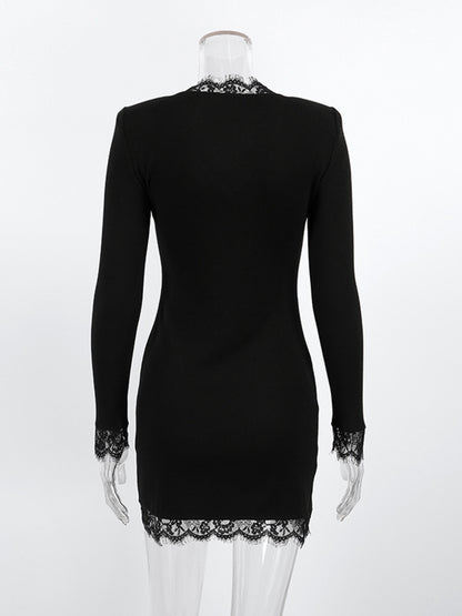 Lace Trim Bodycon Mini Dress