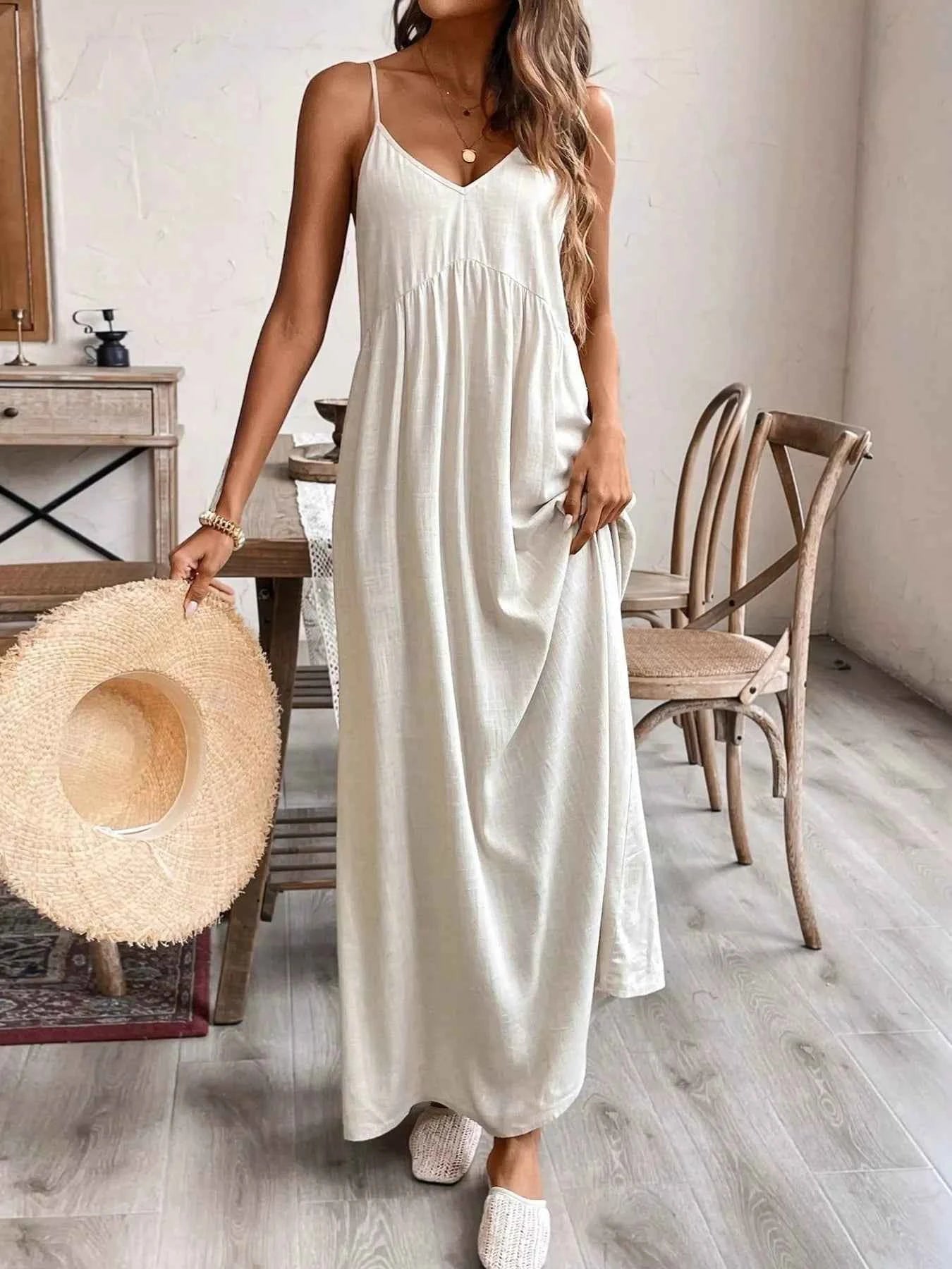 Casual Spaghetti Strap Maxi Dress