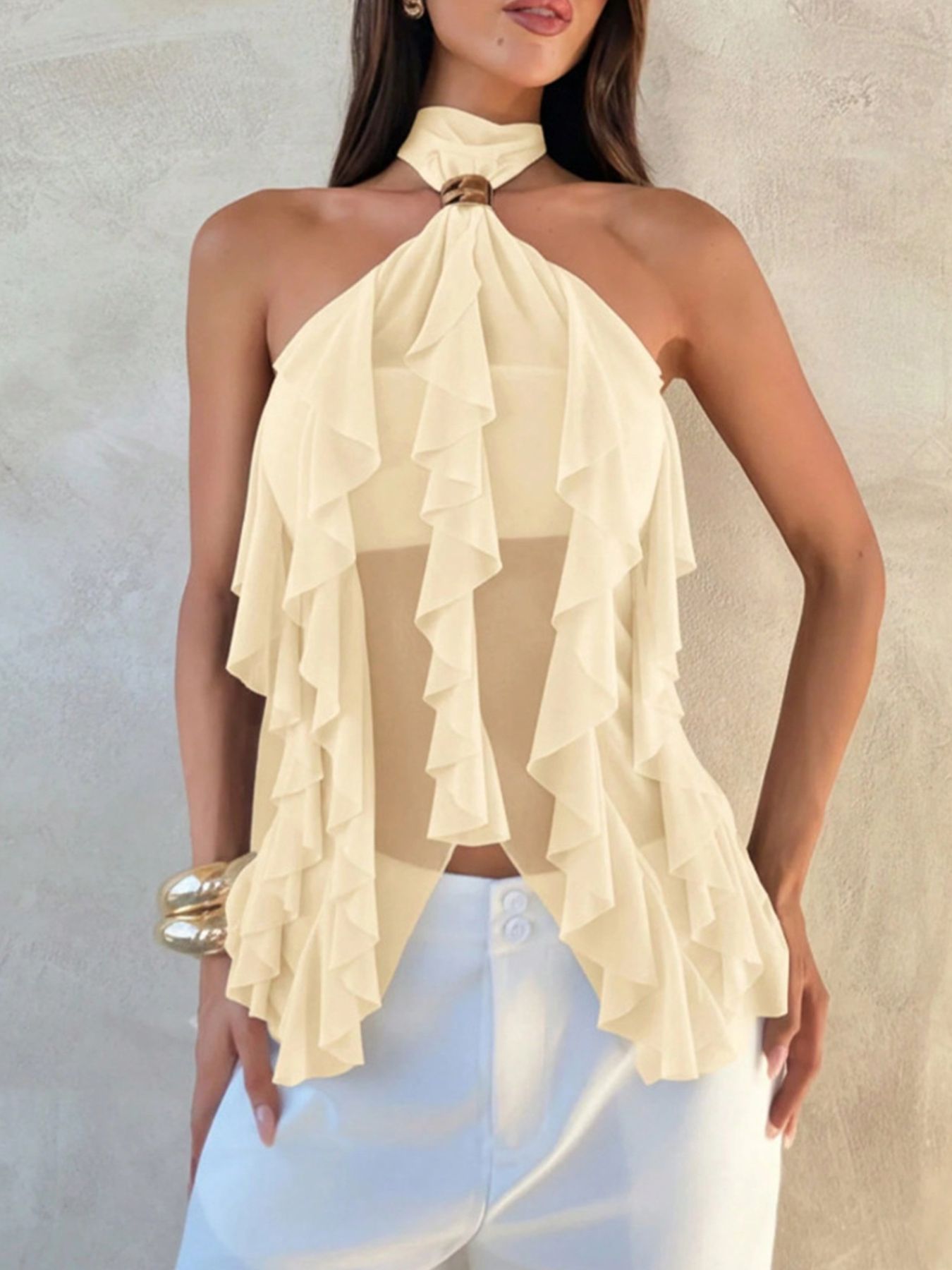 Ruffled Halter Neck Cami
