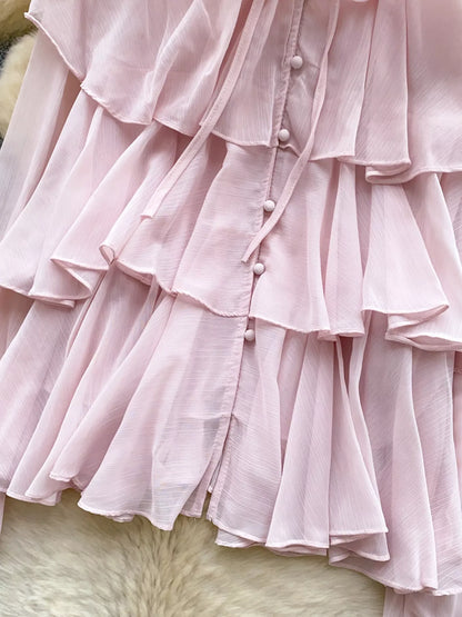 Ruffle Tiered Chiffon Blouse