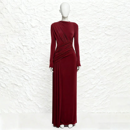 Ruched Long Sleeve Maxi Dress