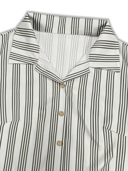 Plus Size Striped Button Front Midi Dress