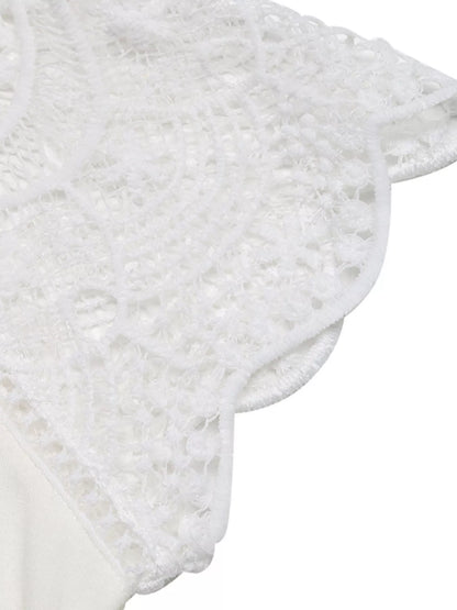 Lace Sleeve Notched Top