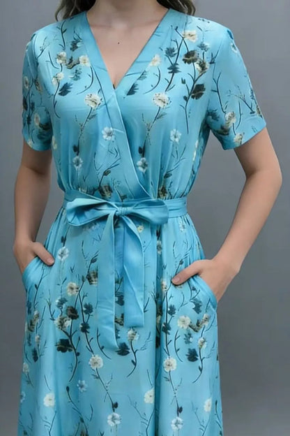 Floral Print Wrap Maxi Dress