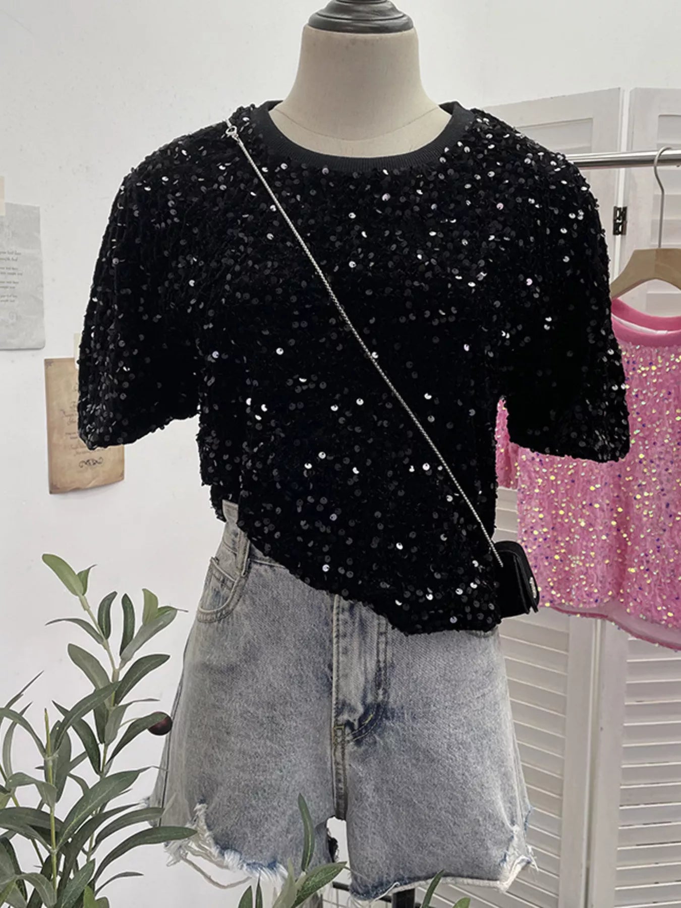 Sequin Short Sleeve T-Shirt