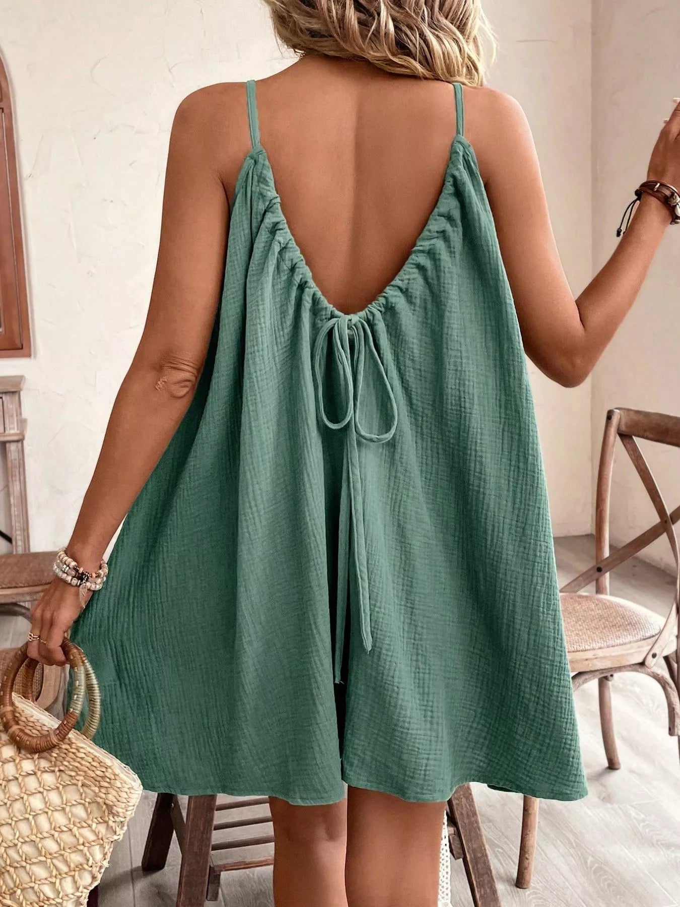 Casual Loose Spaghetti Strap Mini Dress