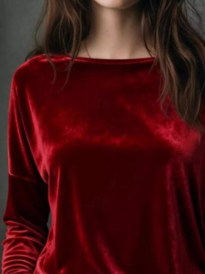 Full Size Velvet Long Sleeve T-Shirt Plus Size