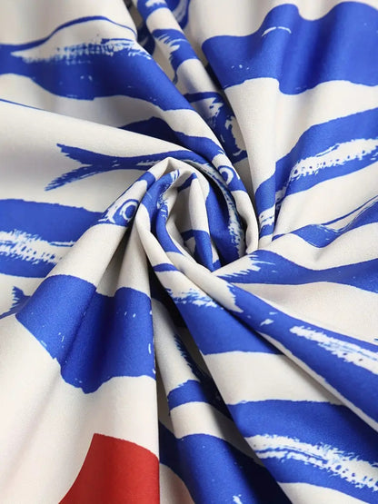 Sardine Print Spaghetti Strap Midi Dress