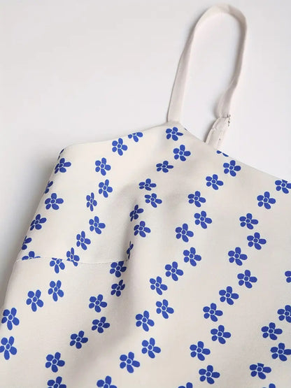 Sardine Print Spaghetti Strap Midi Dress