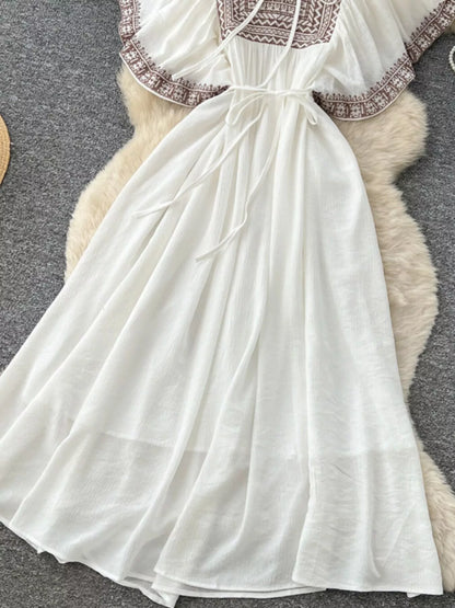 Tie Neck Short Sleeve Dress