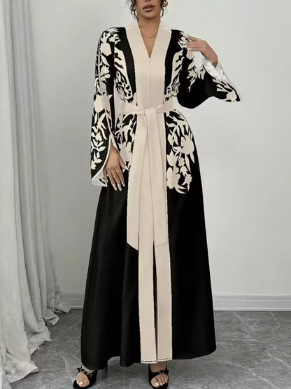 Printed Tie Waist Maxi Dress