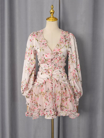 Floral Print Ruffle Mini Dress