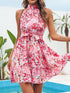 Floral Print Halter Neck Mini Dress