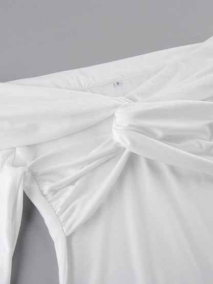 Twist Front Off-Shoulder Long Sleeve Top