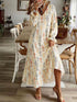 V-Neck Flounce Sleeve Dress