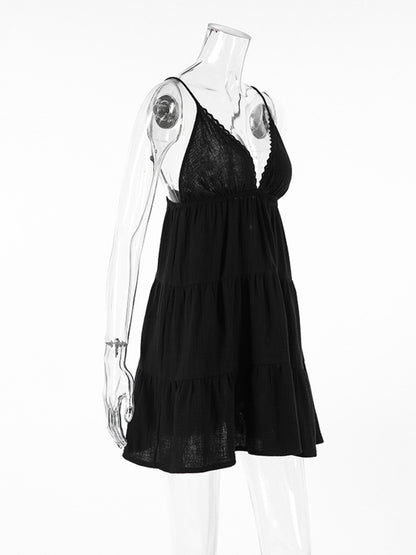 V-Neck Tiered Mini Dress