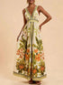 Tropical Print V-Neck Maxi Dress