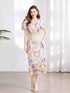 Floral Embroidered Puff Sleeve Midi Dress