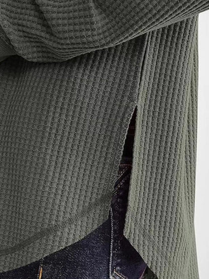 Slit Notched Long Sleeve T-Shirt
