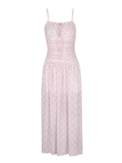 Plaid Spaghetti Strap Maxi Dress