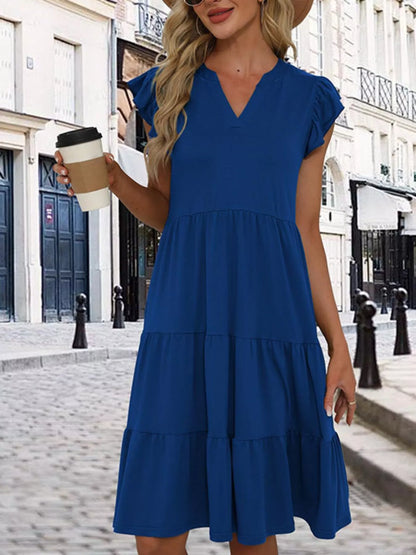Ruffle Sleeve Tiered Midi Dress