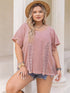 Plus Size Lace Detail Round Neck Short Sleeve T-Shirt