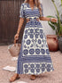 Floral Print Cutout Waist Maxi Dress