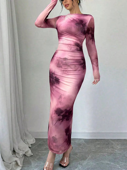 Tie-Dye Bodycon Maxi Dress