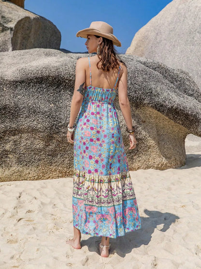 Tassel Floral Print Cami Dress